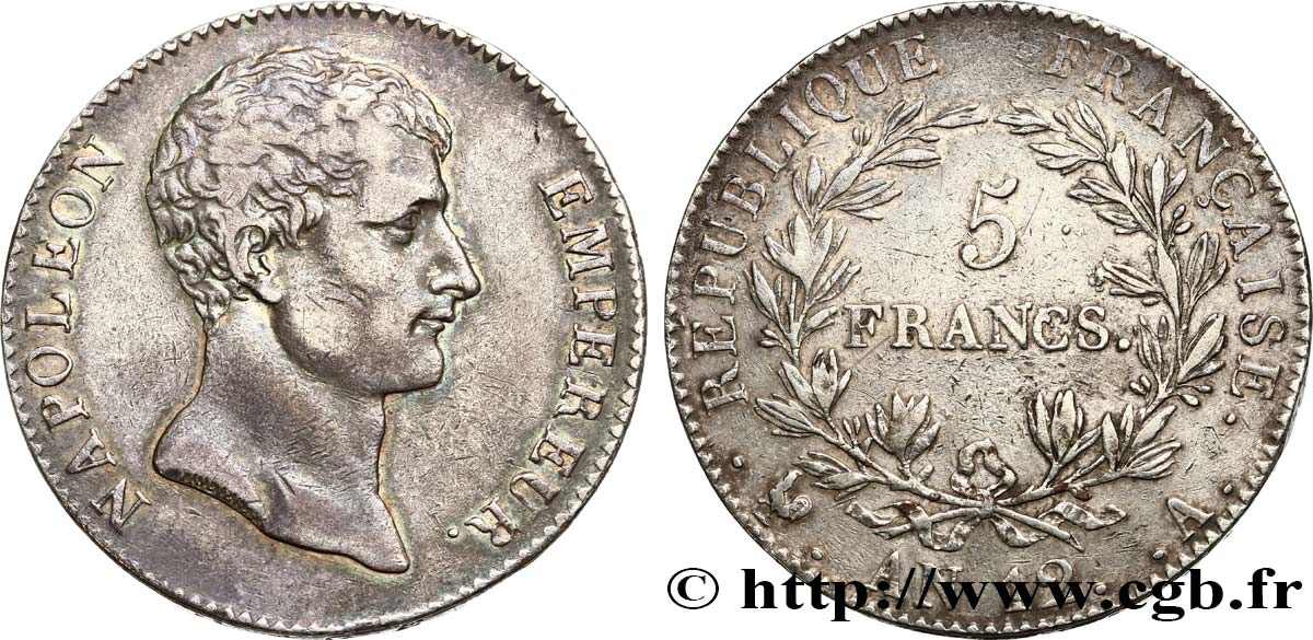 5 francs Napoléon Empereur, type intermédiaire 1804 Paris F.302/1 BB40 