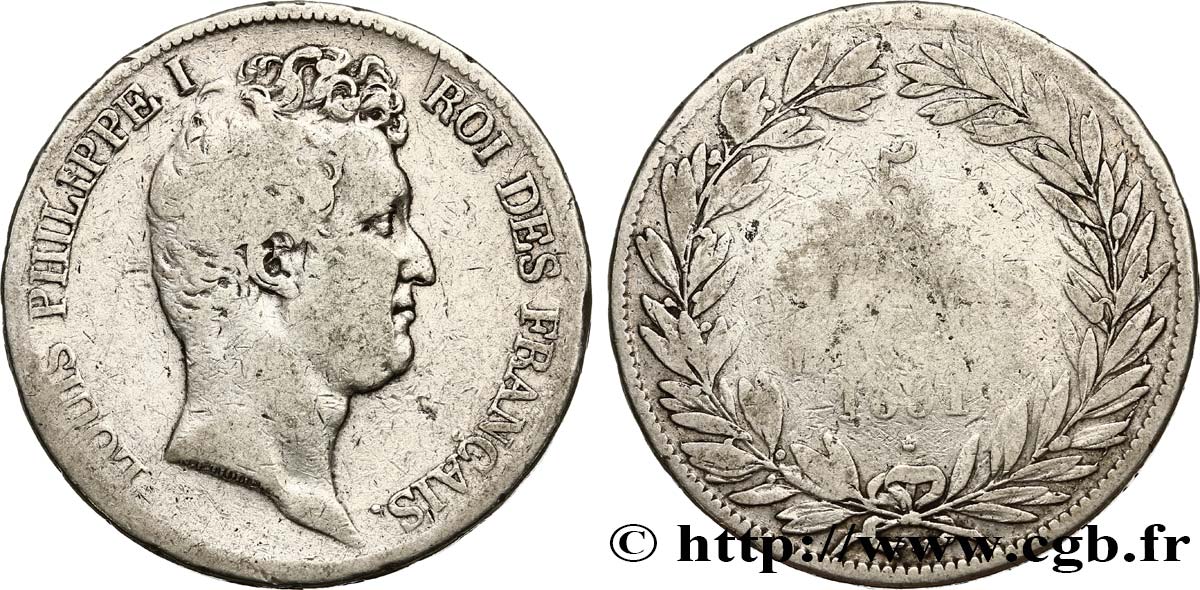 5 francs type Tiolier avec le I, tranche en creux 1831 Toulouse F.315/22 BC15 