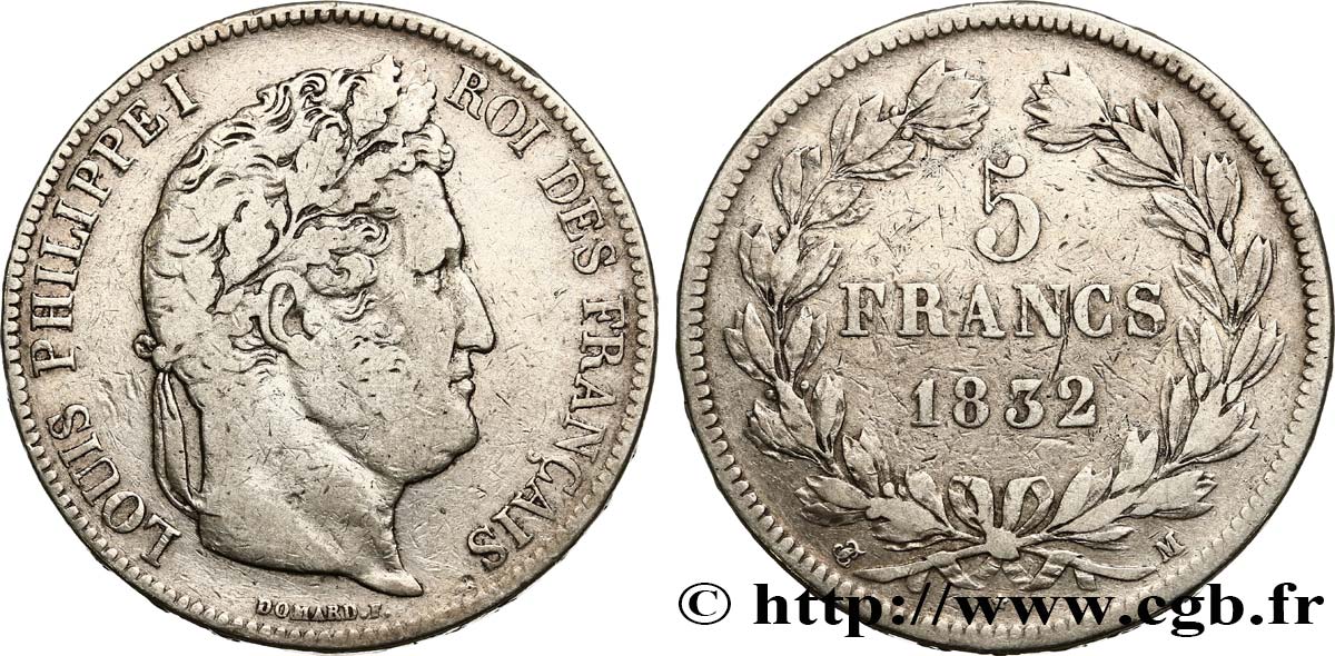 5 francs IIe type Domard 1832 Toulouse F.324/9 VF20 