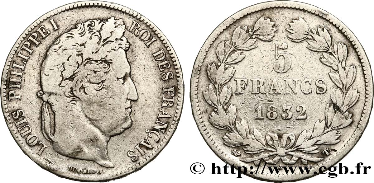 5 francs IIe type Domard 1832 Nantes F.324/12 TB15 