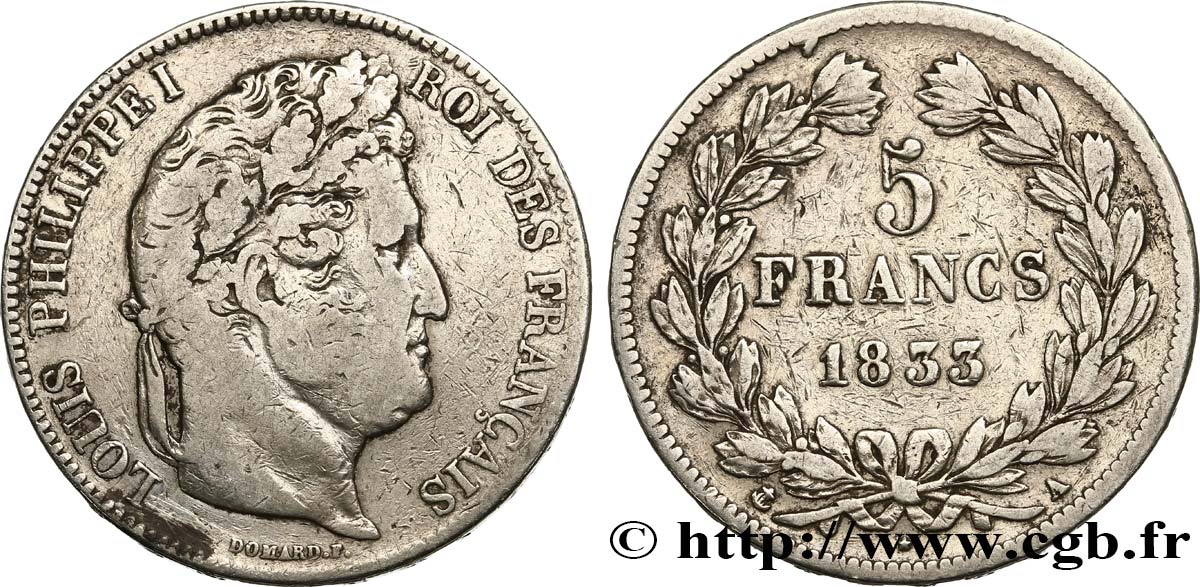 5 francs IIe type Domard 1833 Paris F.324/14 S25 