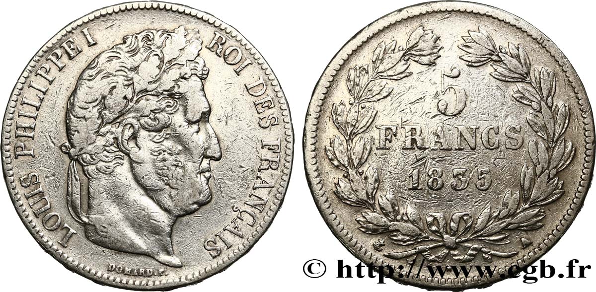 5 francs IIe type Domard 1835 Paris F.324/42 TB 