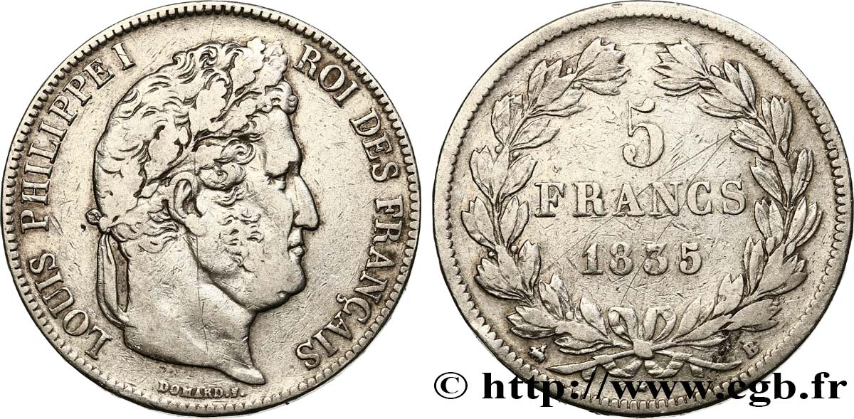 5 francs IIe type Domard 1835 Rouen F.324/43 TB 