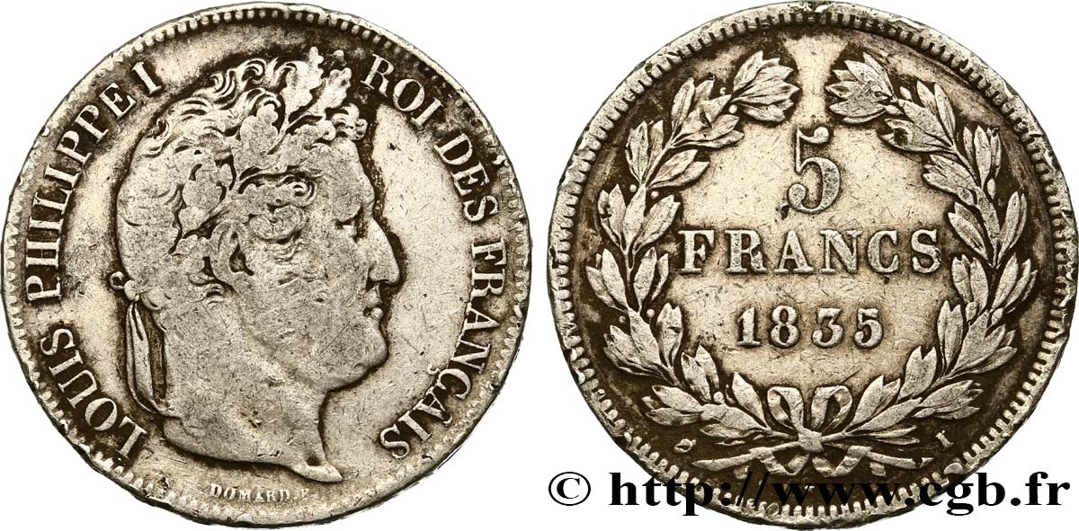 5 francs, IIe type Domard 1835 Limoges F.324/47 MB15 
