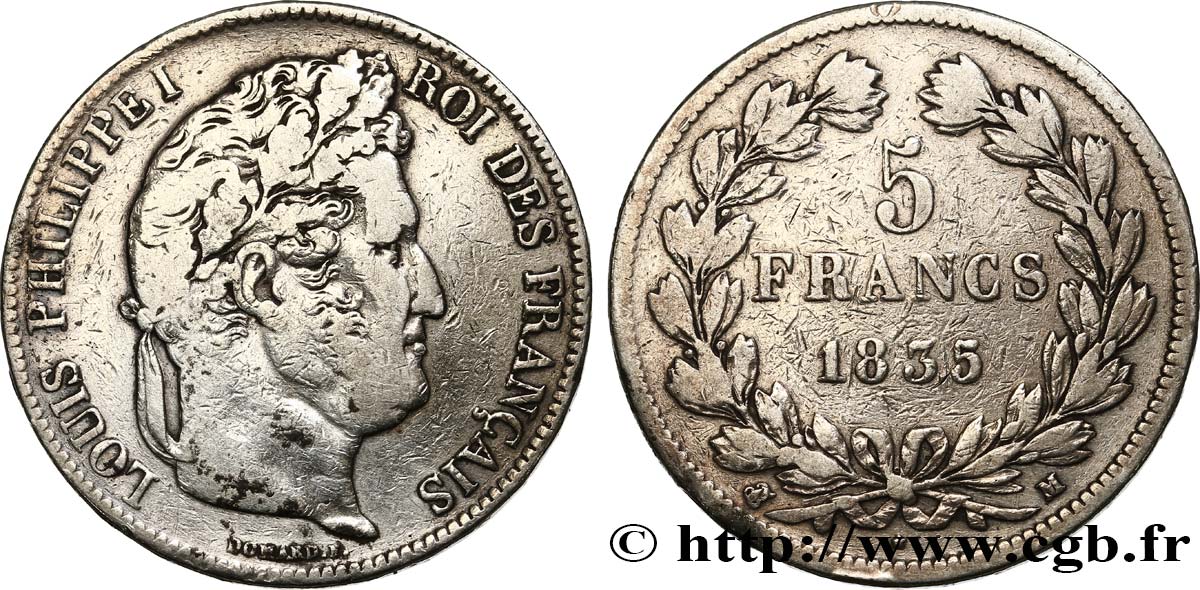 5 francs IIe type Domard 1835 Toulouse F.324/49 S 
