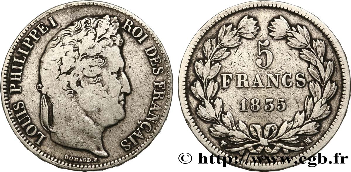 5 francs IIe type Domard 1835 Marseille F.324/50 MB15 
