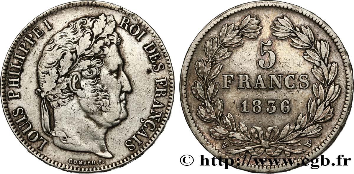 5 francs IIe type Domard 1836 Lille F.324/60 TTB45 