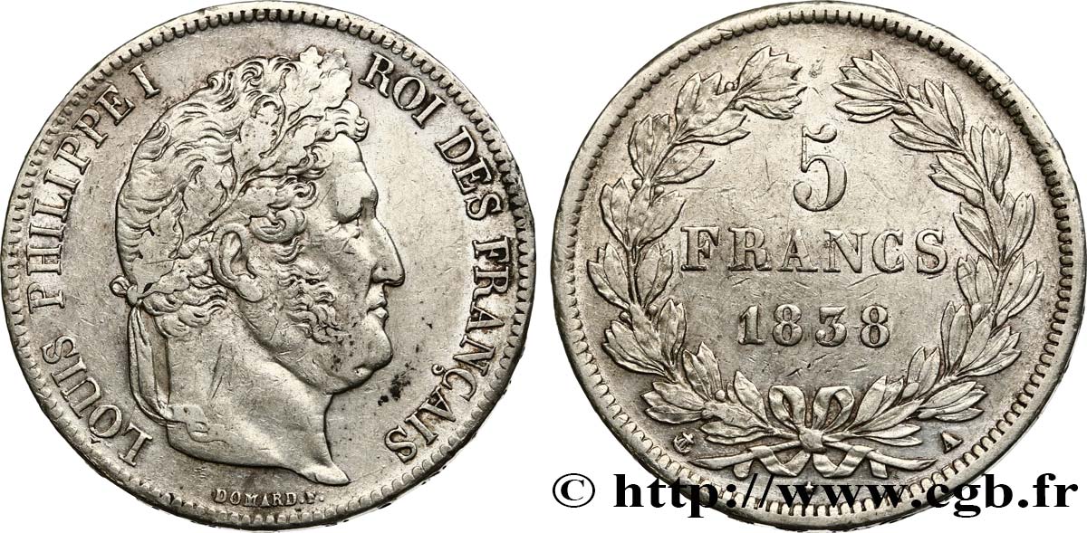 5 francs IIe type Domard 1838 Paris F.324/68 BB45 