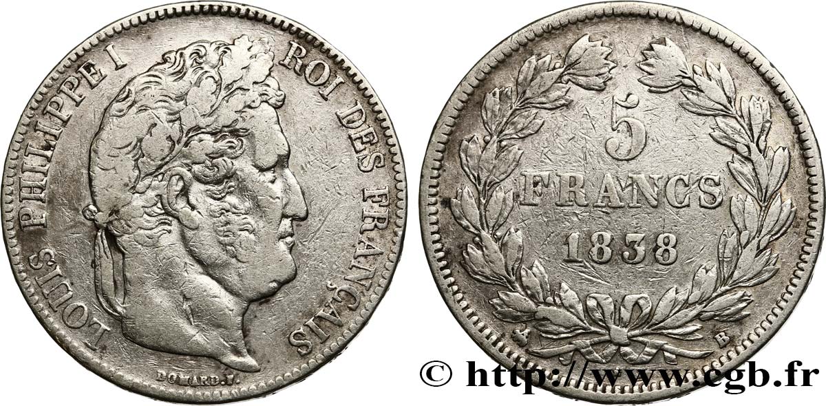 5 francs IIe type Domard 1838 Rouen F.324/69 TB25 