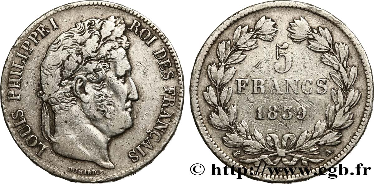 5 francs IIe type Domard 1839 Paris F.324/75 VF 