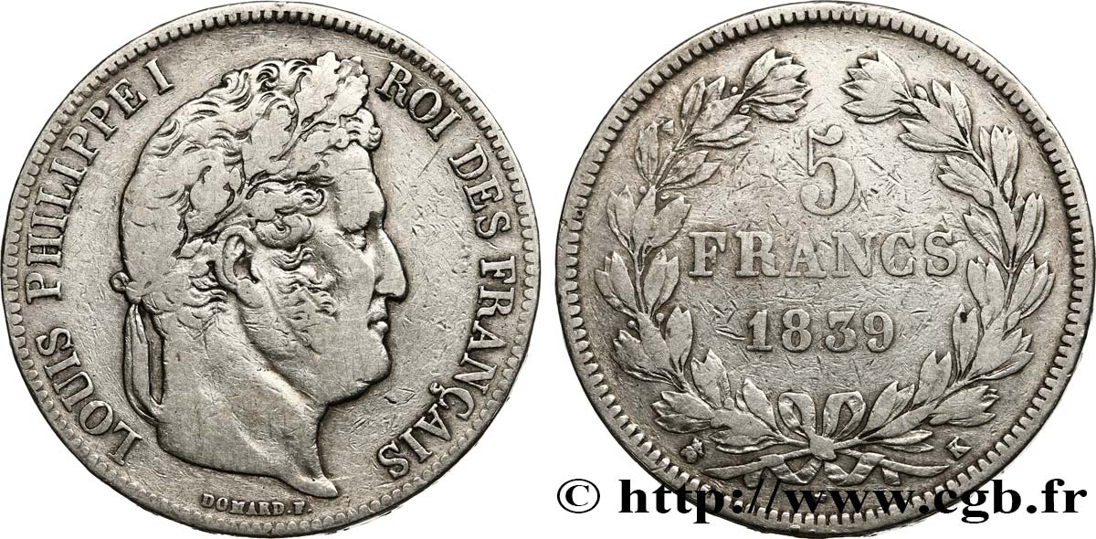 5 francs IIe type Domard 1839 Bordeaux F.324/80 BC20 
