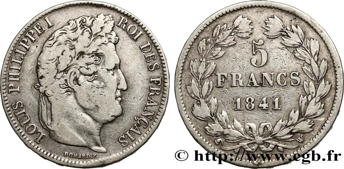 5 francs IIe type Domard 1841 Lille F.324/94 S20 