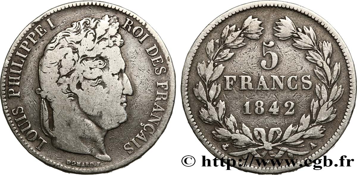5 francs, IIe type Domard 1842 Paris F.324/95 BC15 