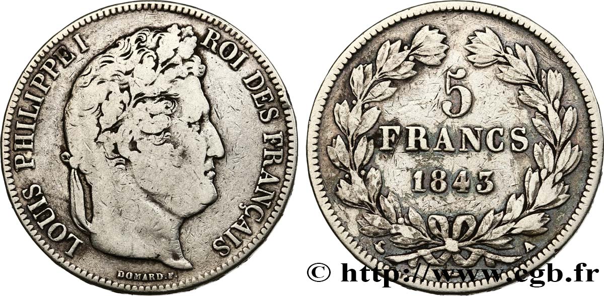 5 francs IIe type Domard 1843 Paris F.324/100 S15 