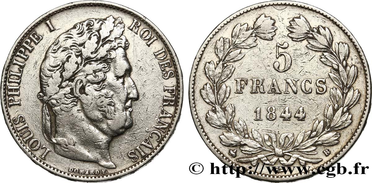5 francs IIIe type Domard 1844 Rouen F.325/2 BC+ 