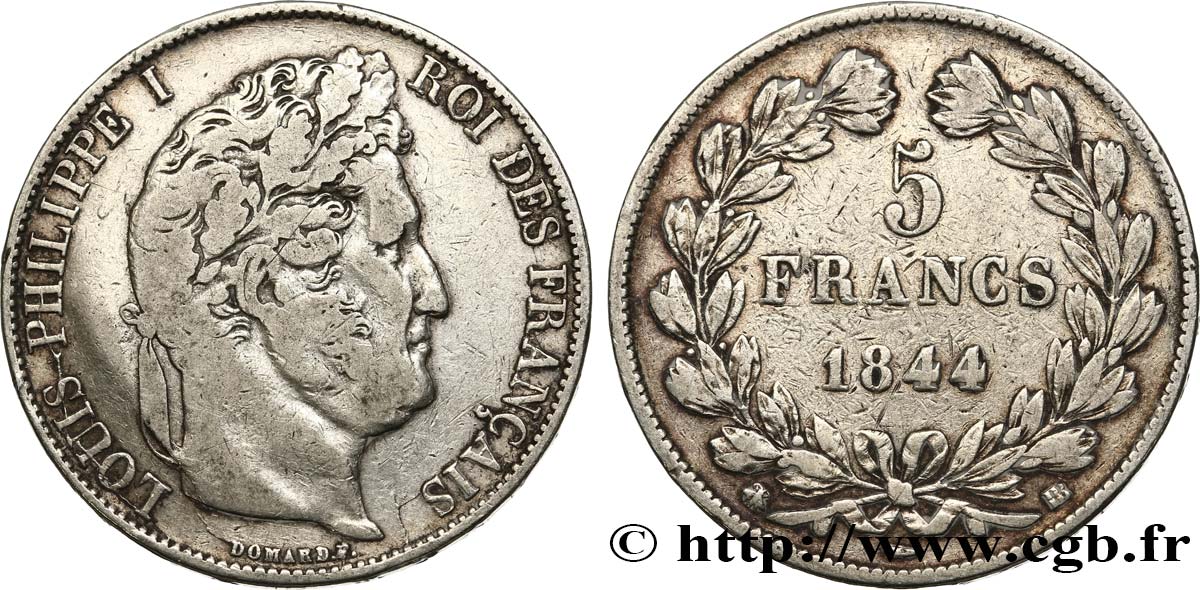 5 francs IIIe type Domard 1844 Strasbourg F.325/3 TB20 