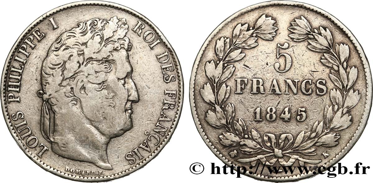 5 francs IIIe type Domard 1845 Bordeaux F.325/8 TB20 