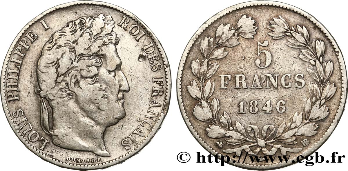 5 francs IIIe type Domard 1846 Strasbourg F.325/11 TB25 
