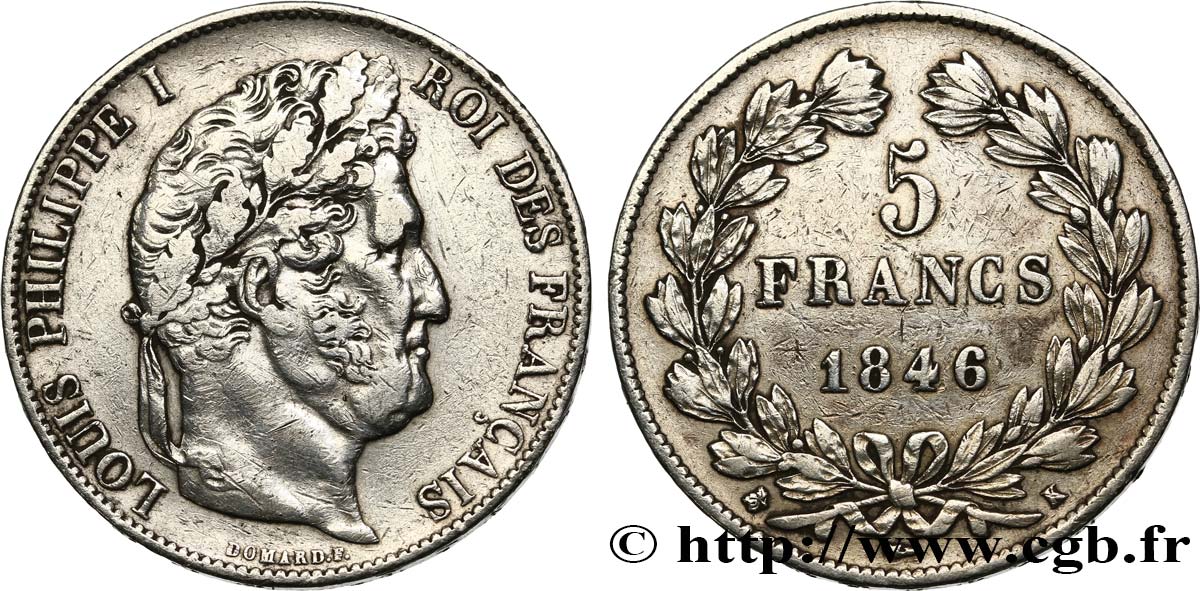 5 francs IIIe type Domard 1846 Bordeaux F.325/12 VF 