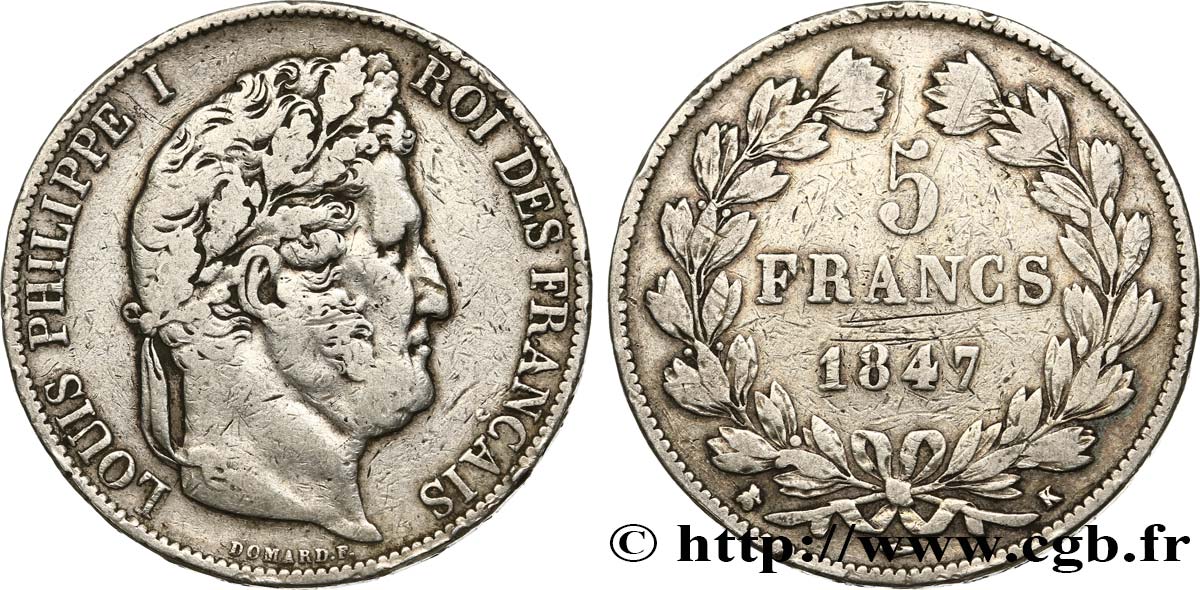 5 francs IIIe type Domard 1847 Bordeaux F.325/16 TB20 
