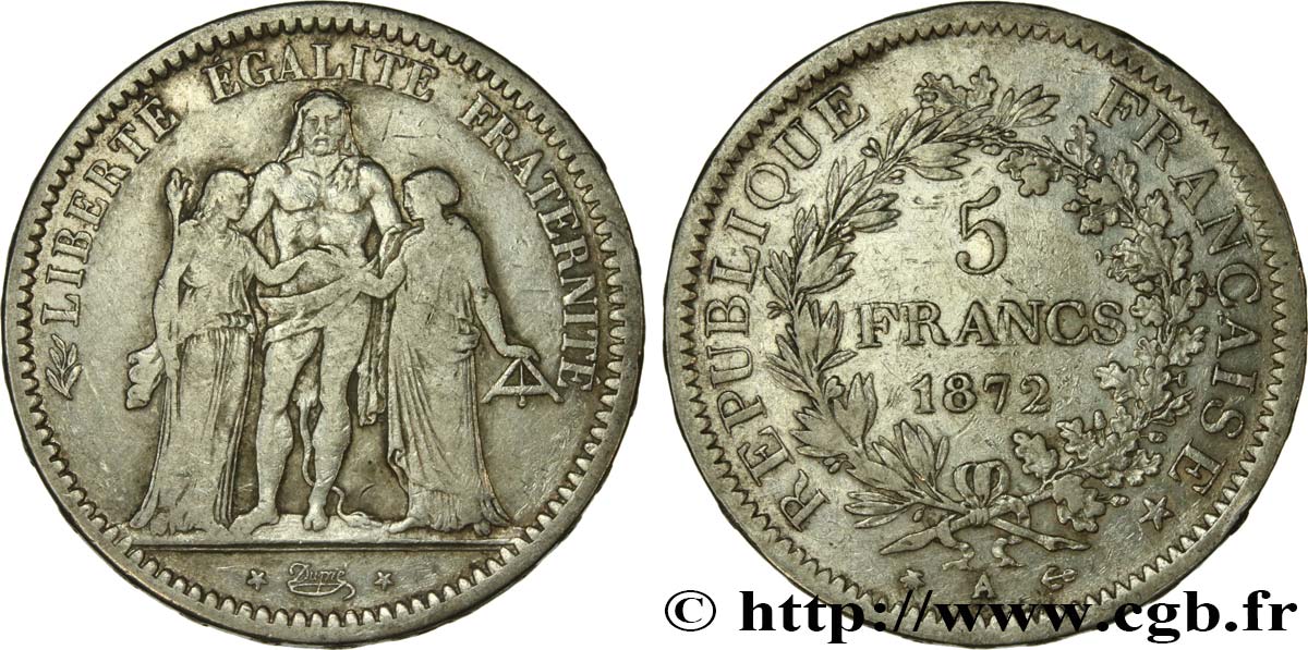 5 francs Hercule 1872 Paris F.334/7 TB20 