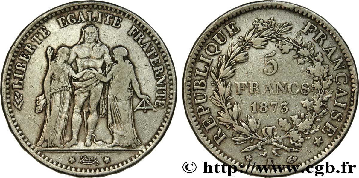 5 francs Hercule 1873 Bordeaux F.334/11 MB20 