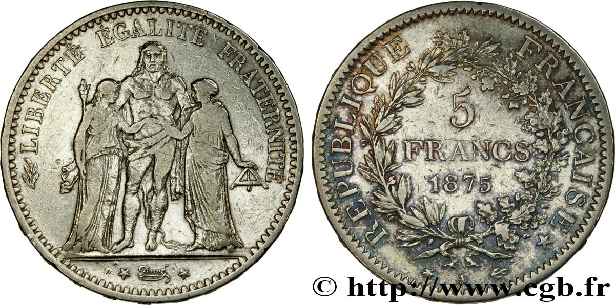 5 francs Hercule 1875 Paris F.334/15 TB 