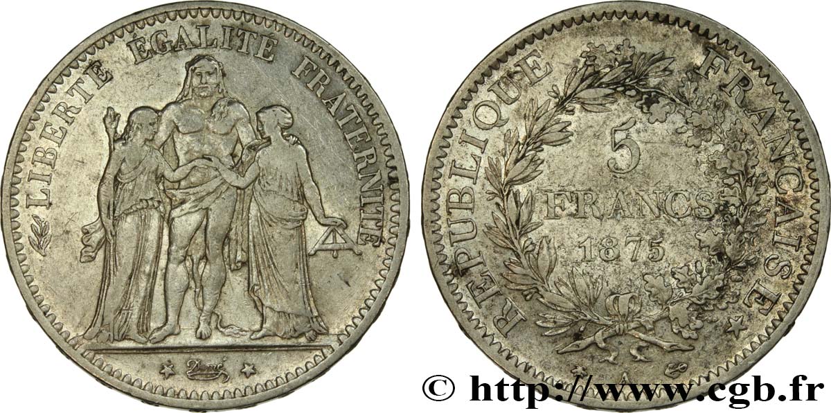 5 francs Hercule 1875 Paris F.334/15 MB30 