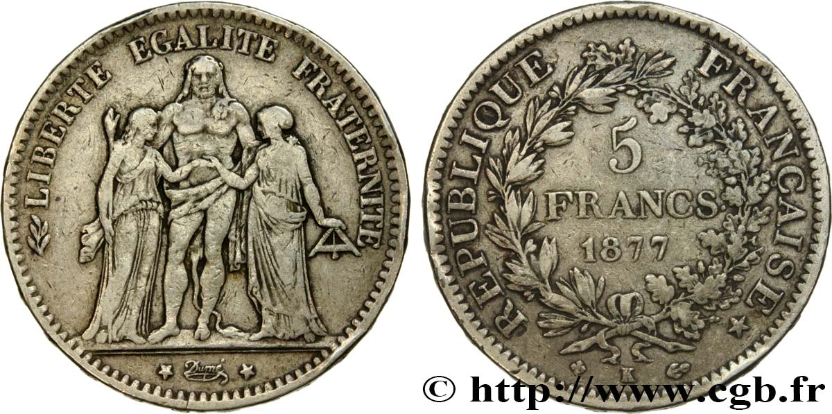5 francs Hercule 1877 Bordeaux F.334/20 BC25 