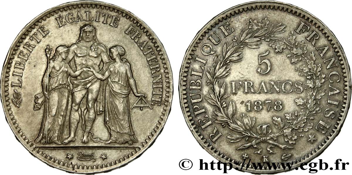 5 Francs 1878 Bordeaux F.334/23 AU 