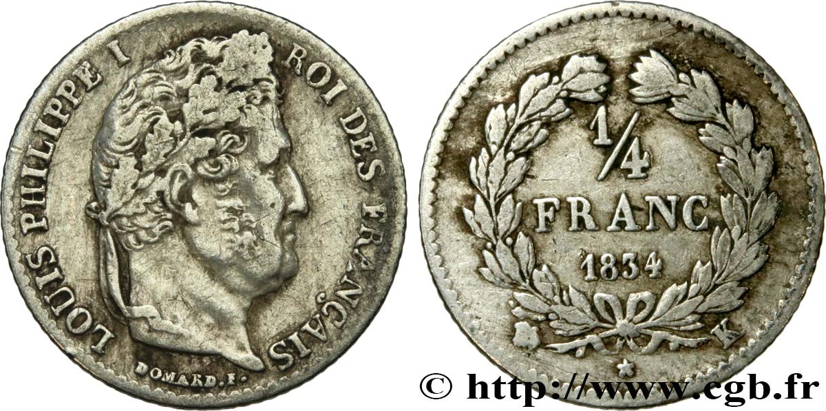 1/4 franc Louis-Philippe 1834 Bordeaux F.166/43 S25 