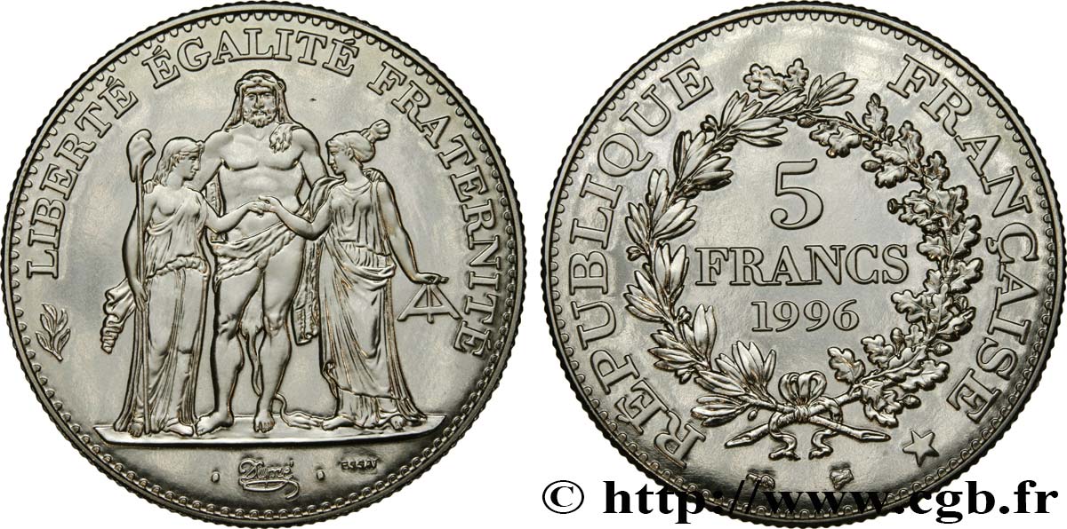 Essai de 5 francs Hercule de Dupré 1996 Pessac F.346/1 MS 