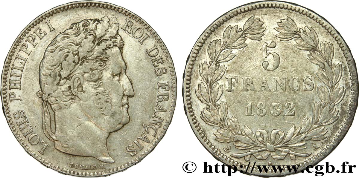 5 francs IIe type Domard 1832 Paris F.324/1 MBC45 