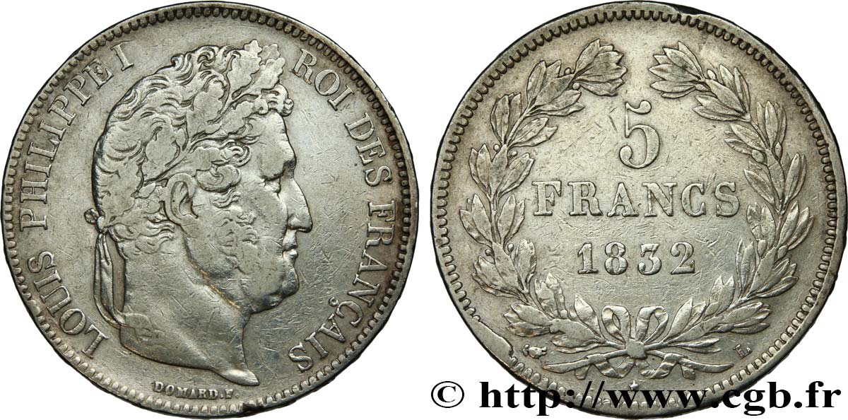 5 francs IIe type Domard 1832 Bayonne F.324/8 VF35 