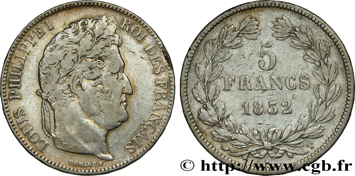 5 francs IIe type Domard 1832 Nantes F.324/12 VF35 