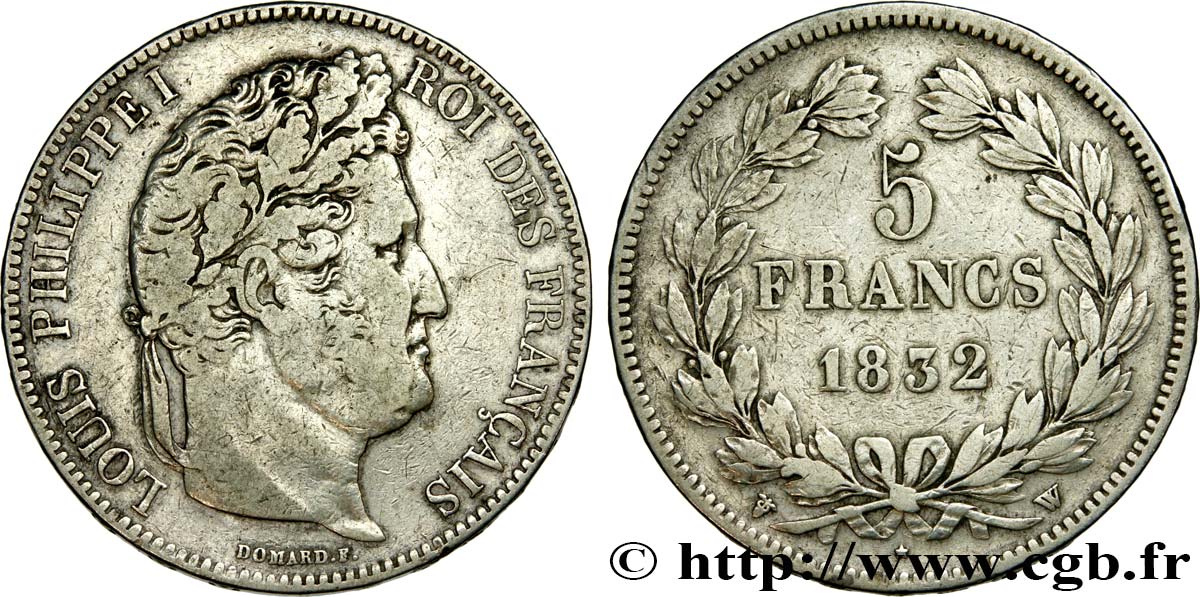 5 francs IIe type Domard 1832 Lille F.324/13 S30 