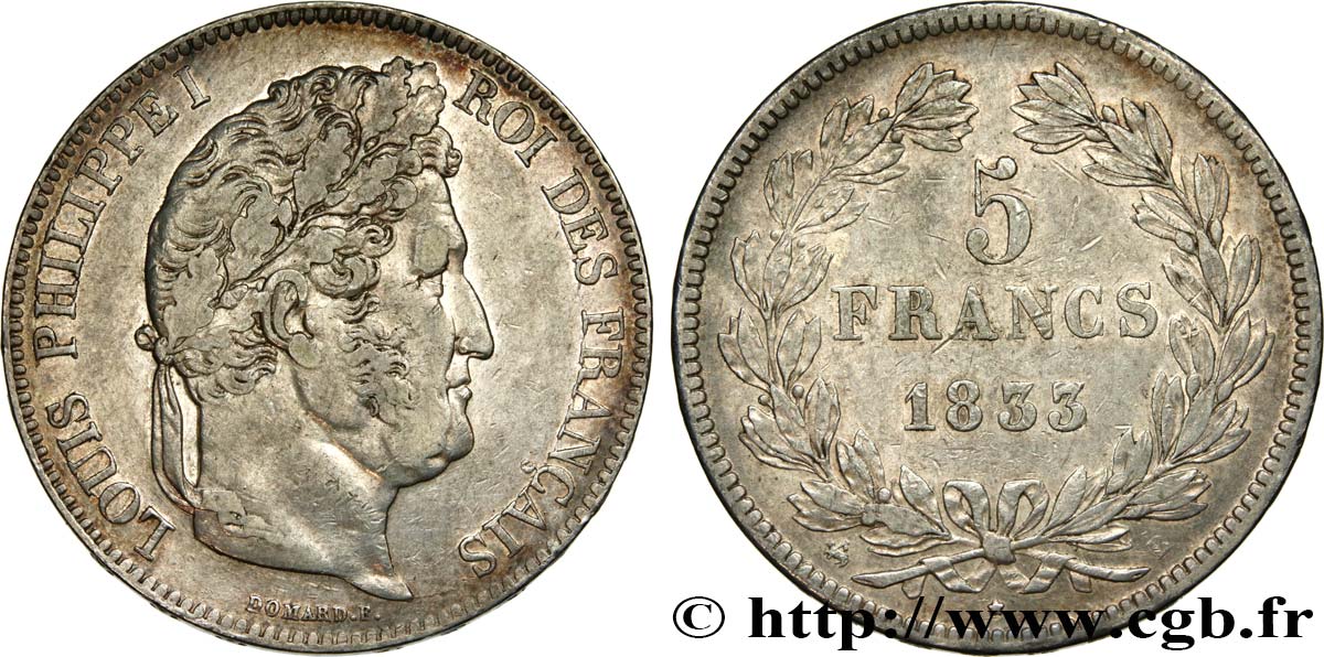 5 francs IIe type Domard 1833 Rouen F.324/15 MBC48 