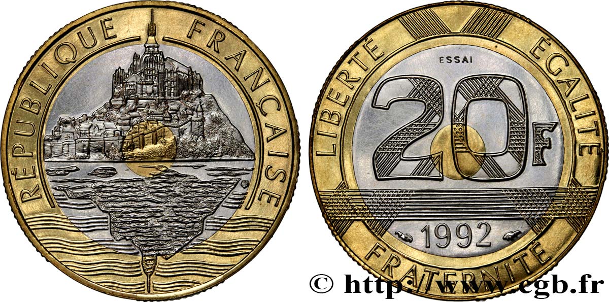 Essai de 20 francs Mont Saint-Michel 1992 Pessac F.403/1 FDC 