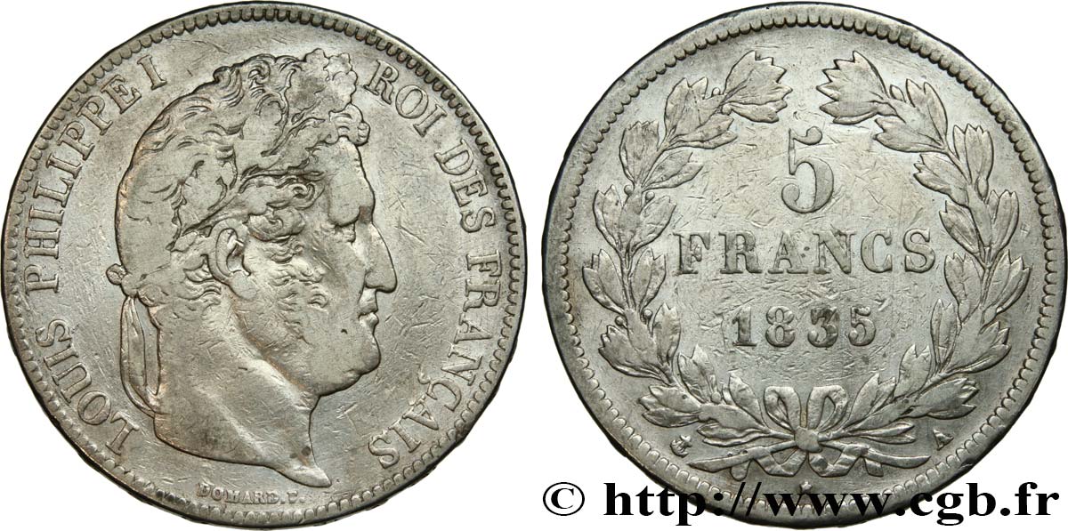 5 francs IIe type Domard 1835 Paris F.324/42 TB 
