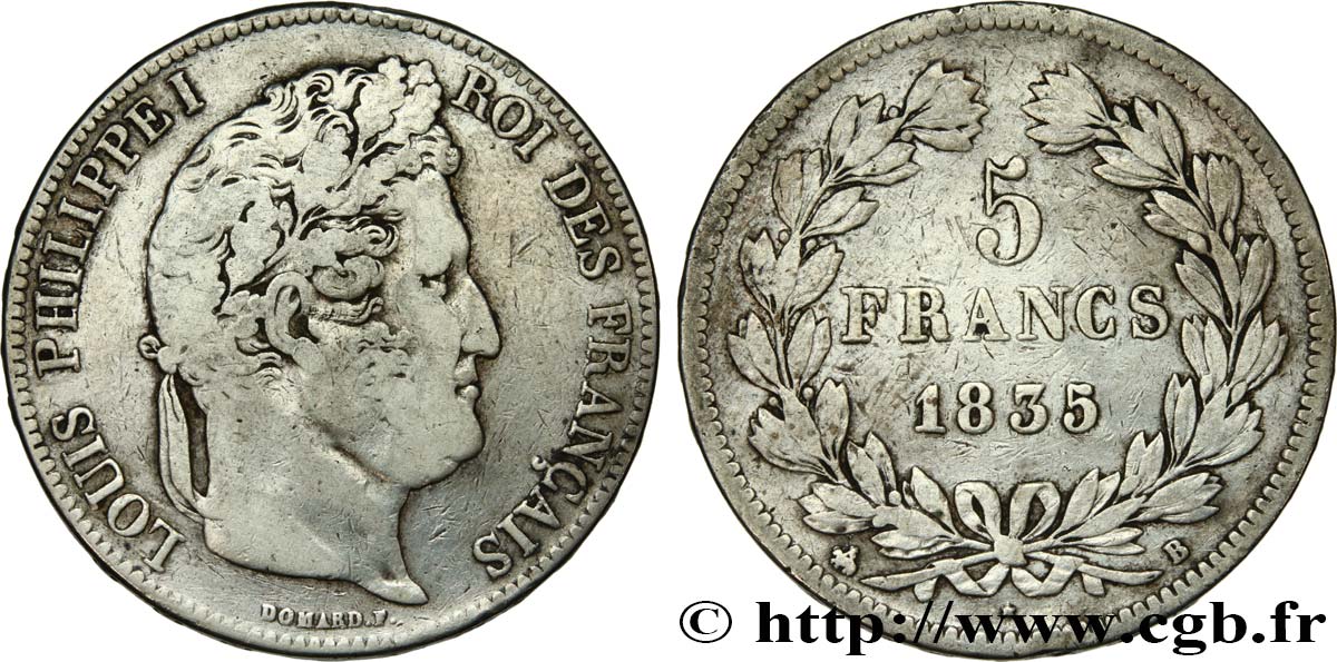 5 francs IIe type Domard 1835 Rouen F.324/43 BC 