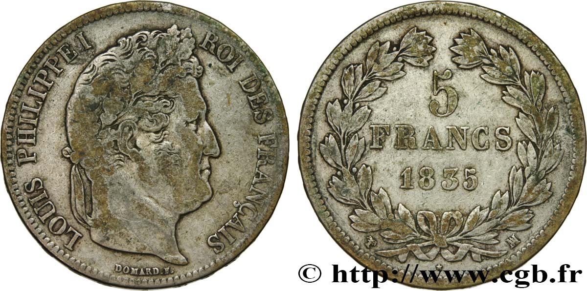 5 francs IIe type Domard 1835 Marseille F.324/50 MB25 