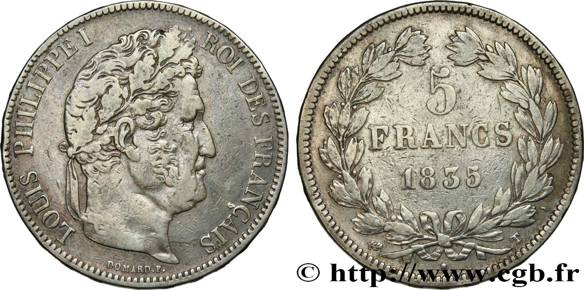 5 francs IIe type Domard 1835 Nantes F.324/51 TTB40 