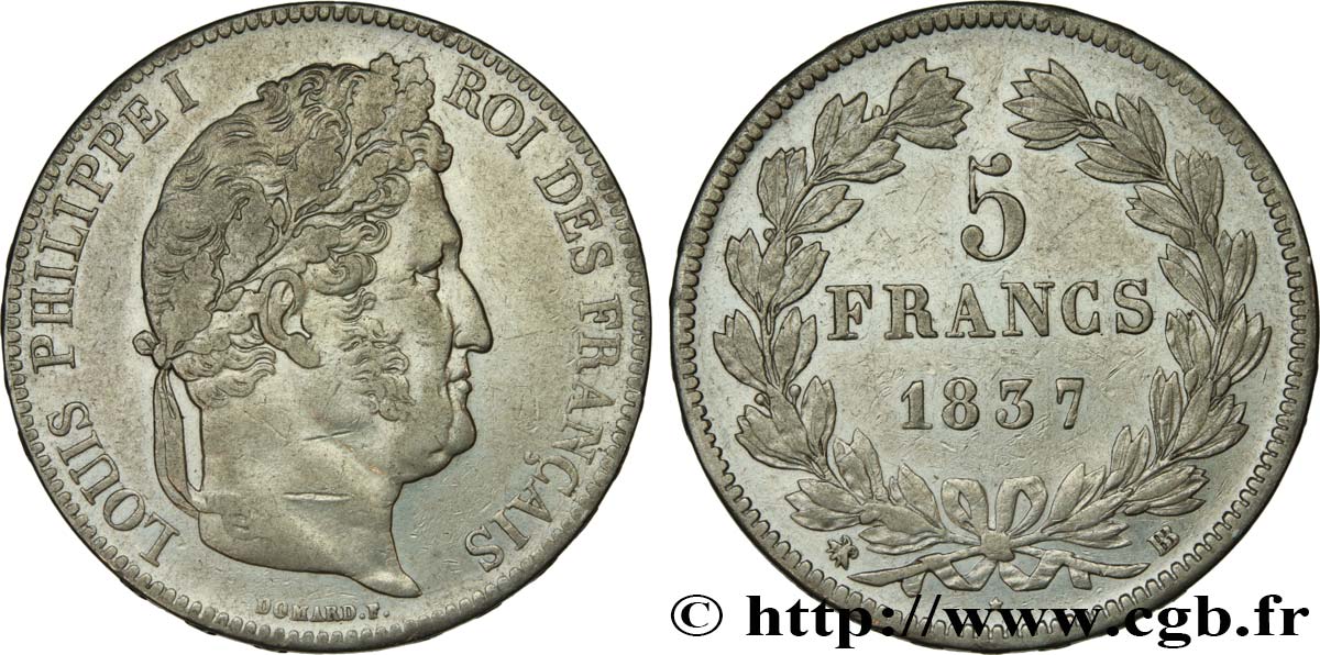 5 francs IIe type Domard 1837 Strasbourg F.324/63 BB45 