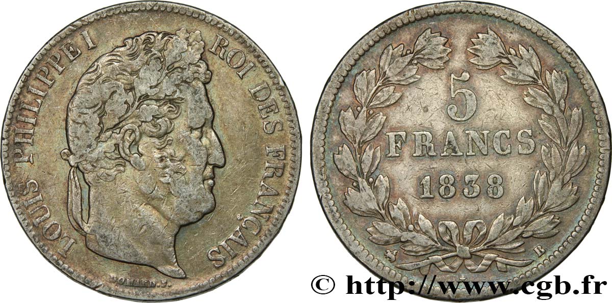 5 francs IIe type Domard 1838 Rouen F.324/69 TB35 