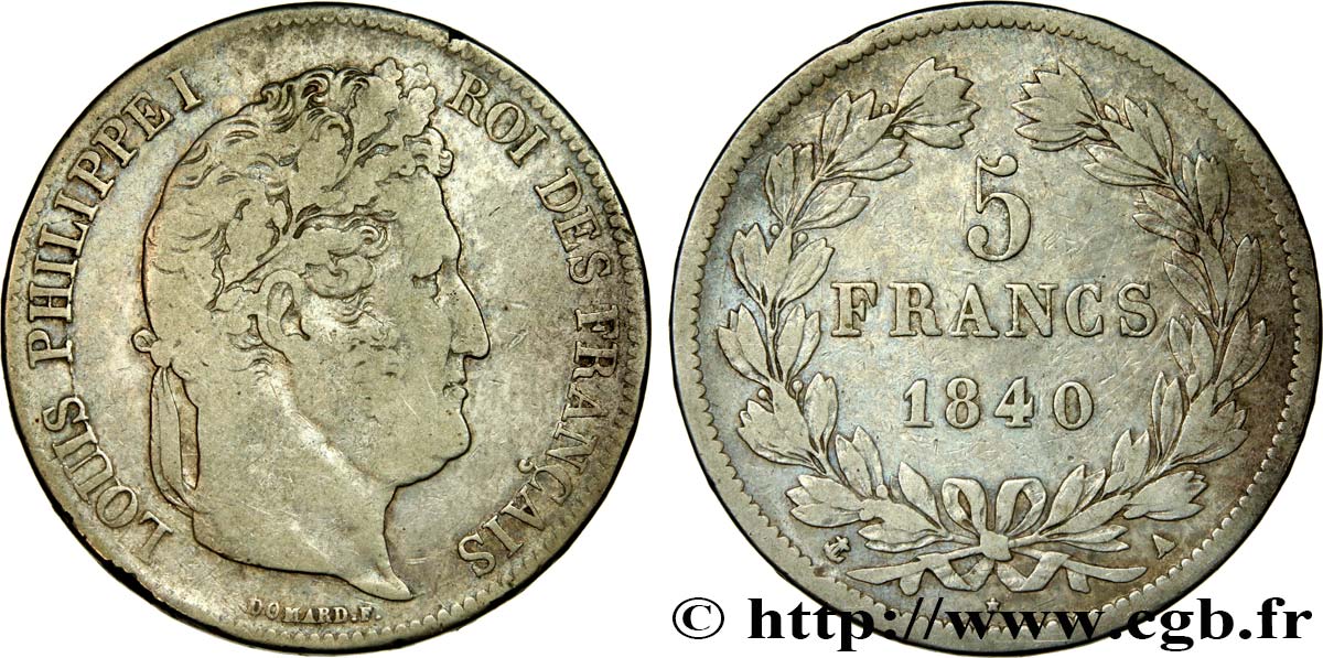 5 francs IIe type Domard 1840 Paris F.324/83 MB15 
