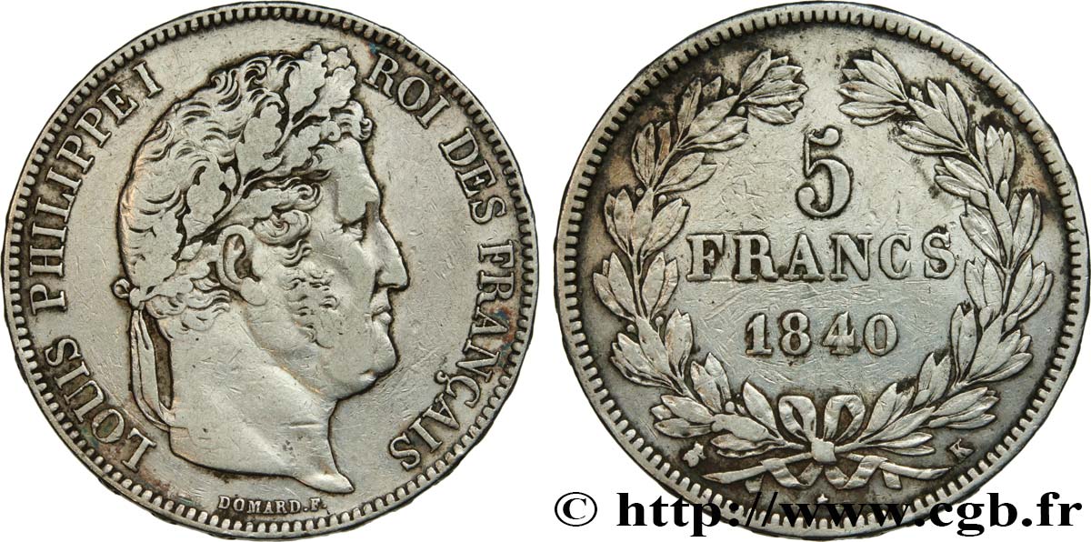 5 francs IIe type Domard 1840 Bordeaux F.324/87 S35 