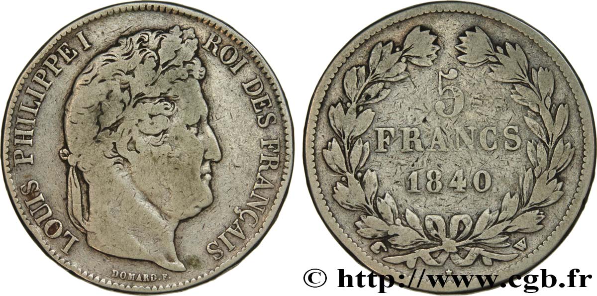 5 francs IIe type Domard 1840 Lille F.324/89 TB15 