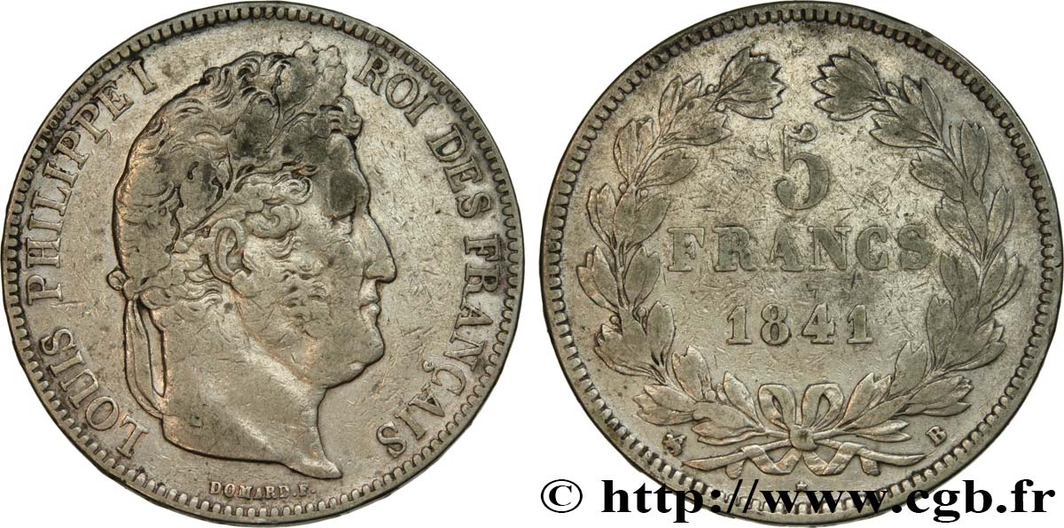 5 francs IIe type Domard 1841 Rouen F.324/91 VF25 