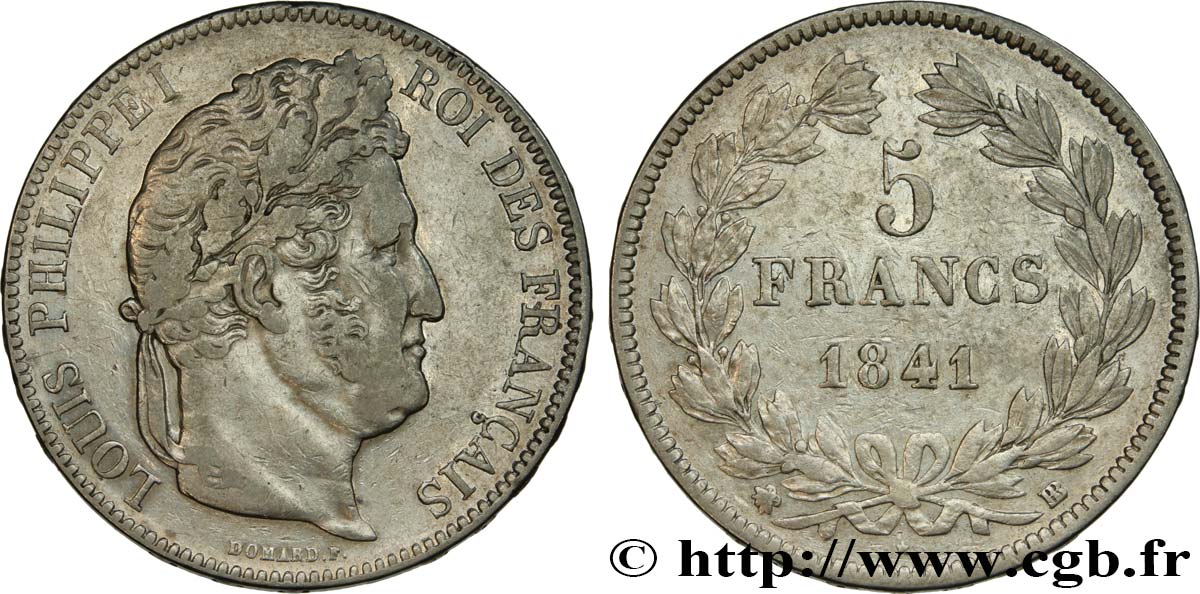 5 francs IIe type Domard 1841 Strasbourg F.324/92 XF40 