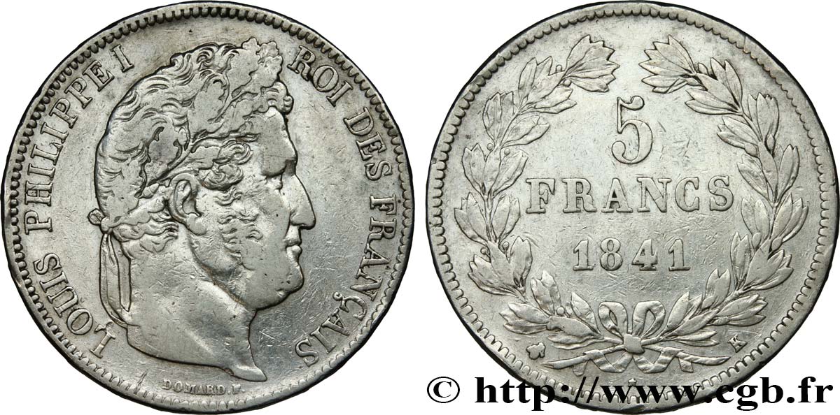 5 francs IIe type Domard 1841 Bordeaux F.324/93 TB35 
